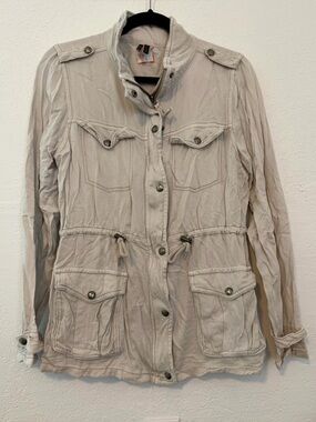 Maurices Beige Utility Jacket with Drawstring Waist